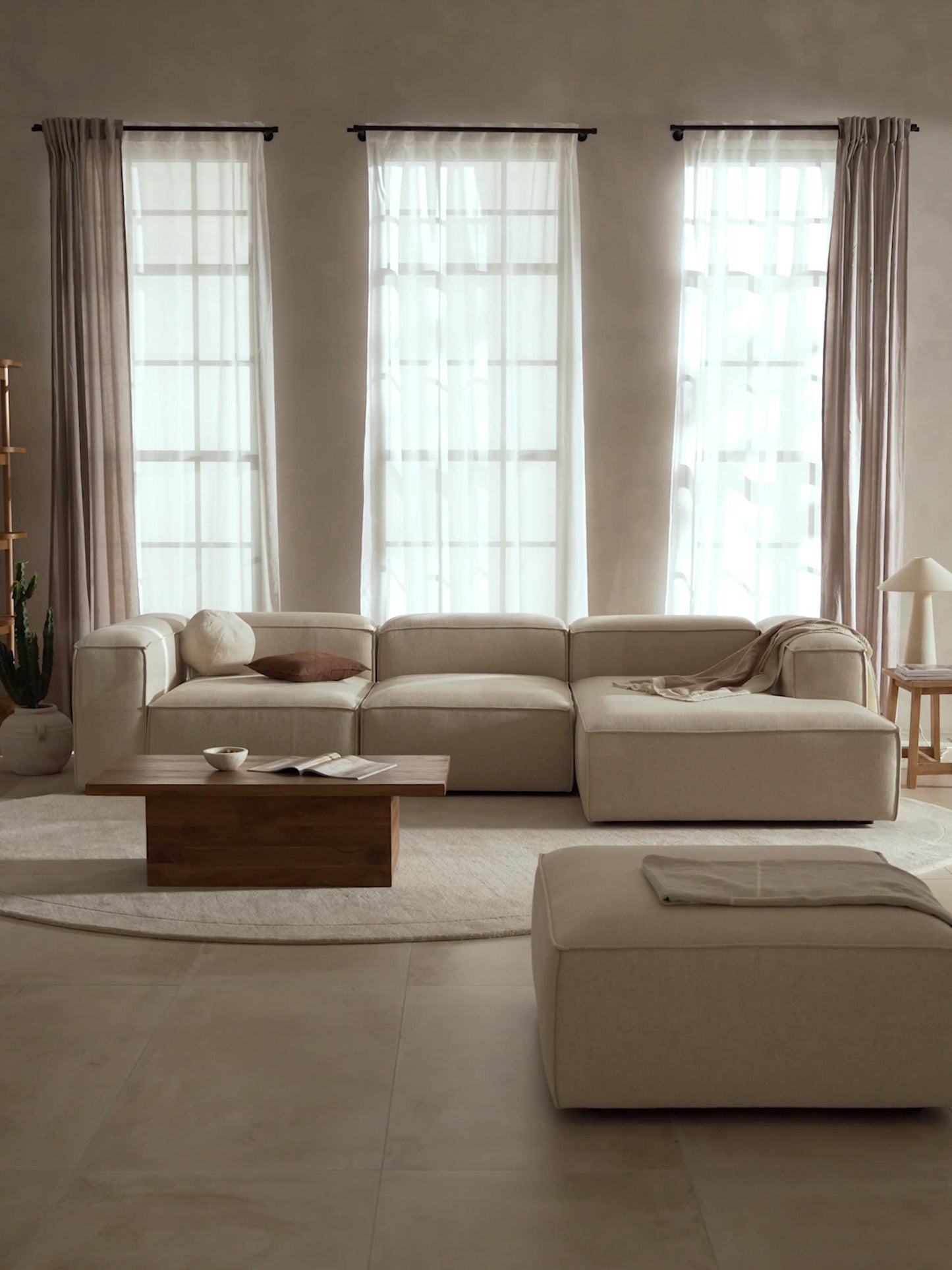 Lennvik Modular Linen Blend Corner Sofa (4-Seater)