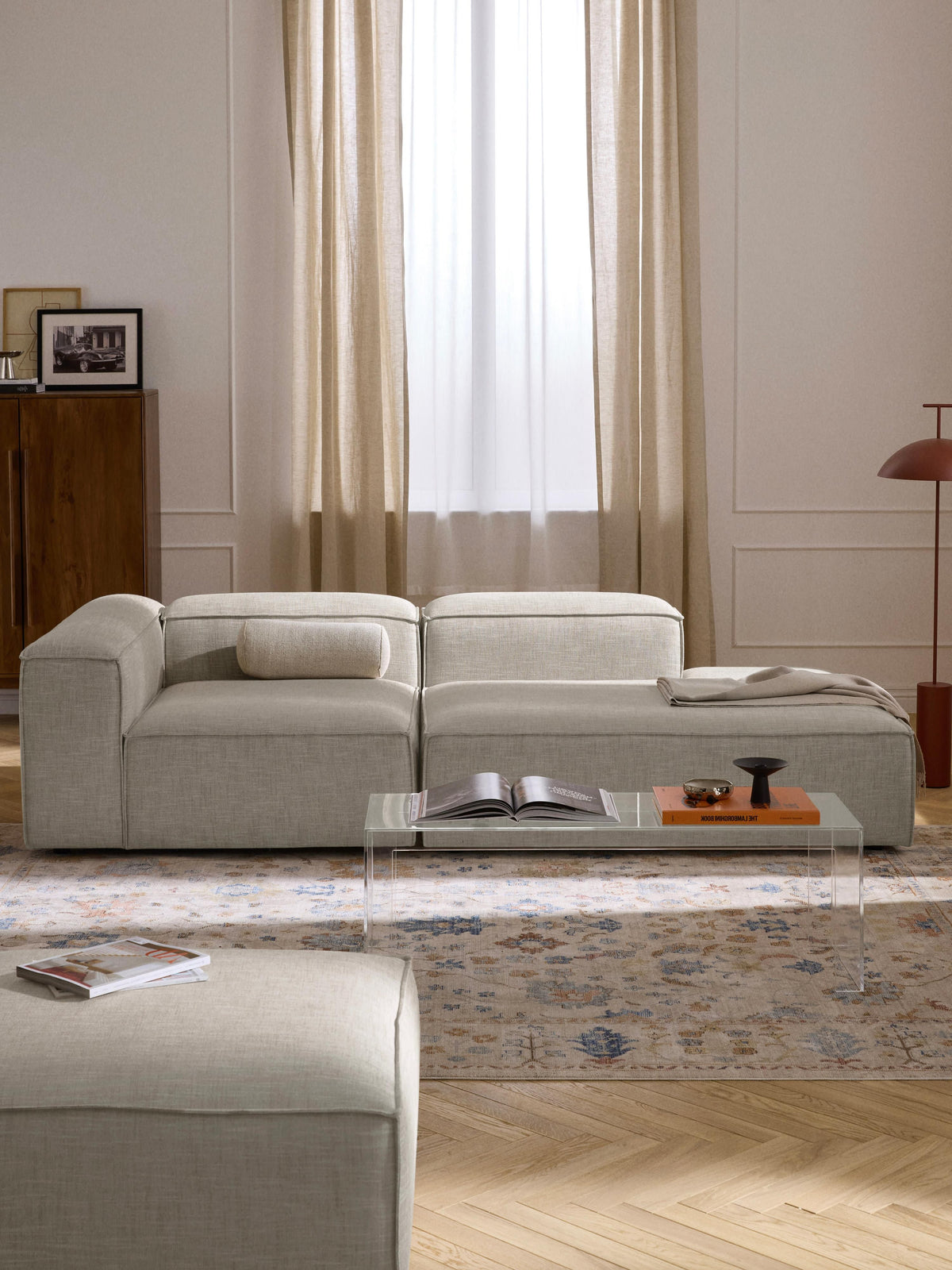 Lennvik Modular Linen Blend Ottoman