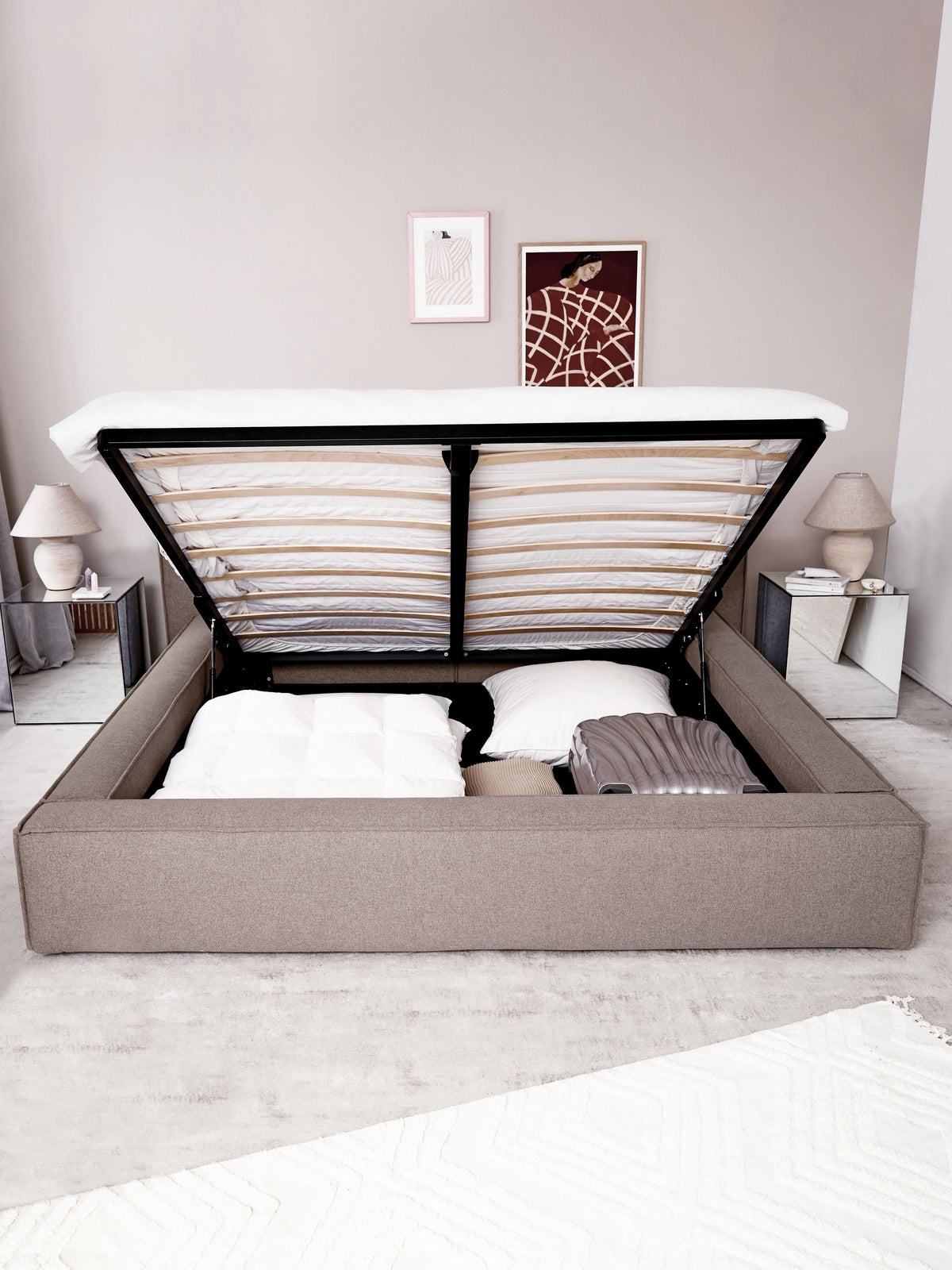 Lennvik Upholstered Bed with Storage