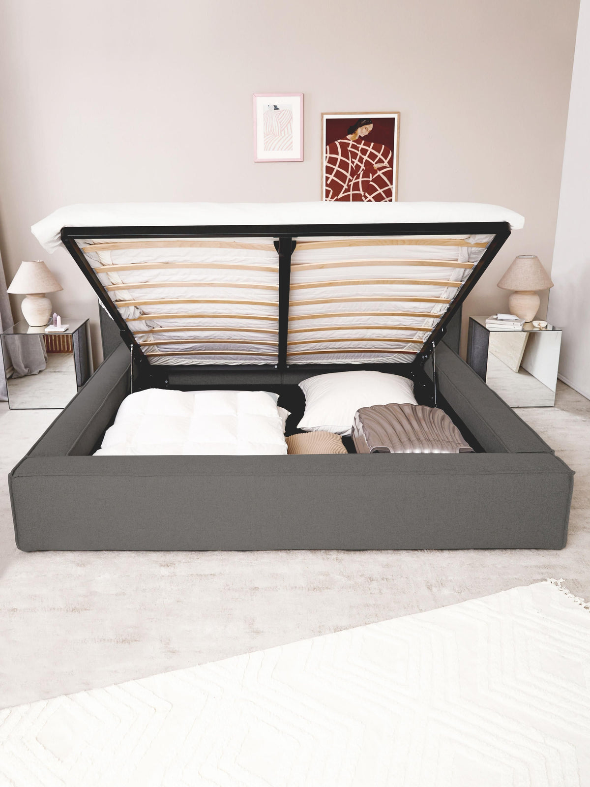 Lennvik Upholstered Bed with Storage