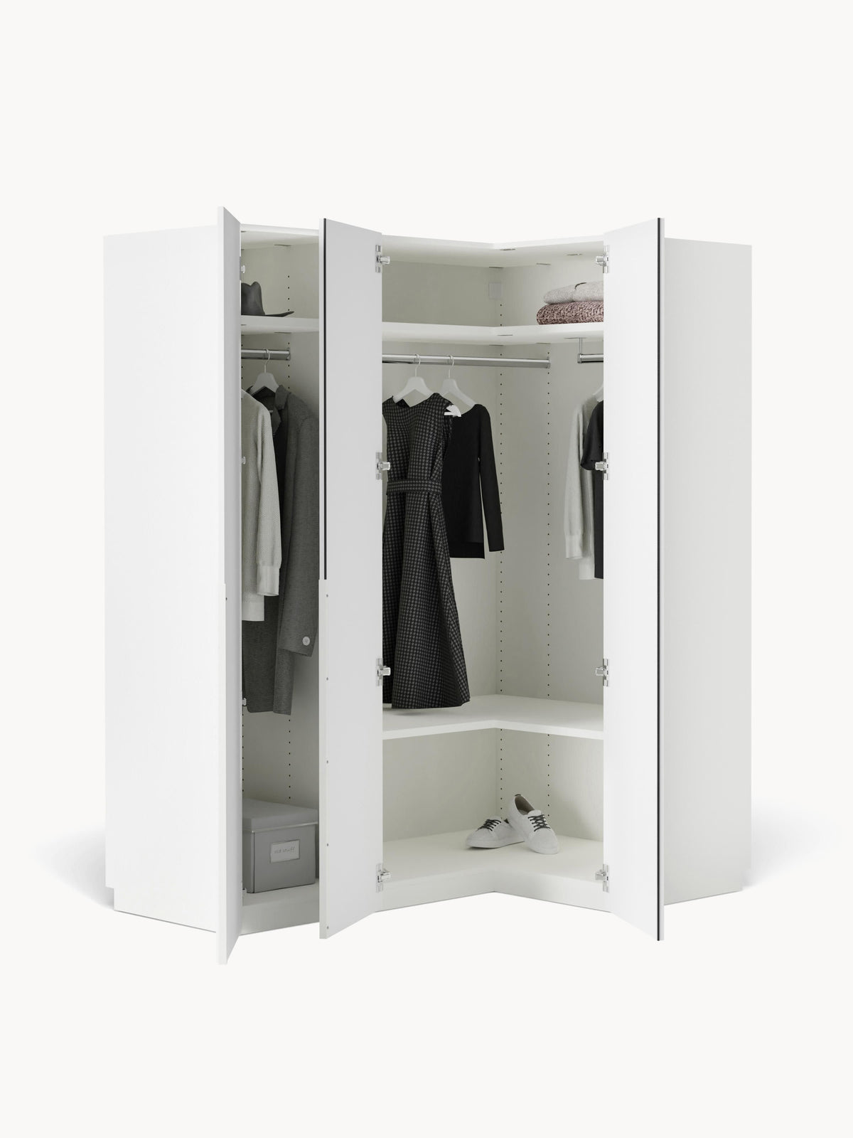 Lenvaro Modular Corner Wardrobe, 165 cm Wide, in Various Sizes