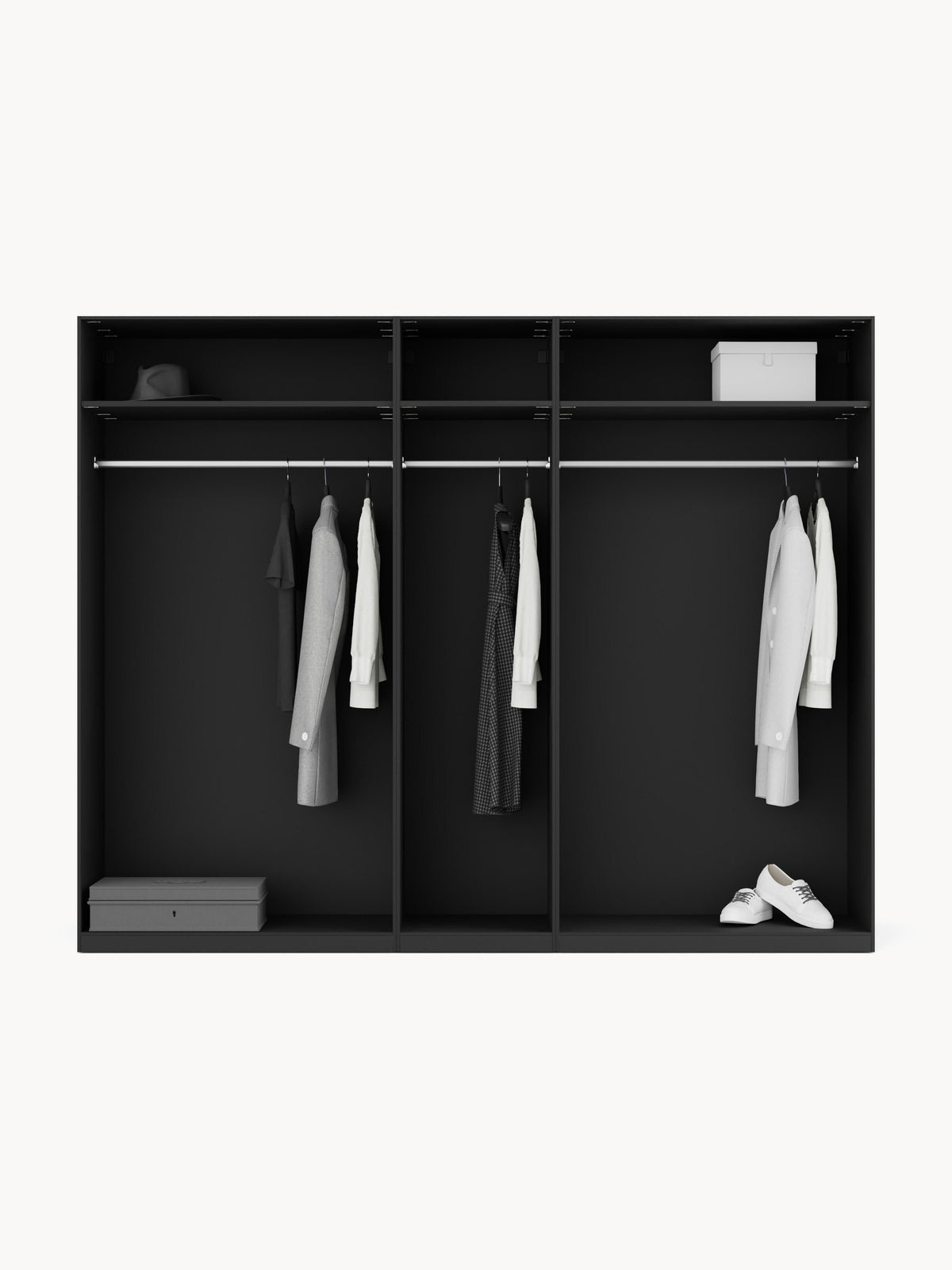 Lenvaro Modular Hinged-Door Wardrobe, 250 cm Wide, in Various Sizes