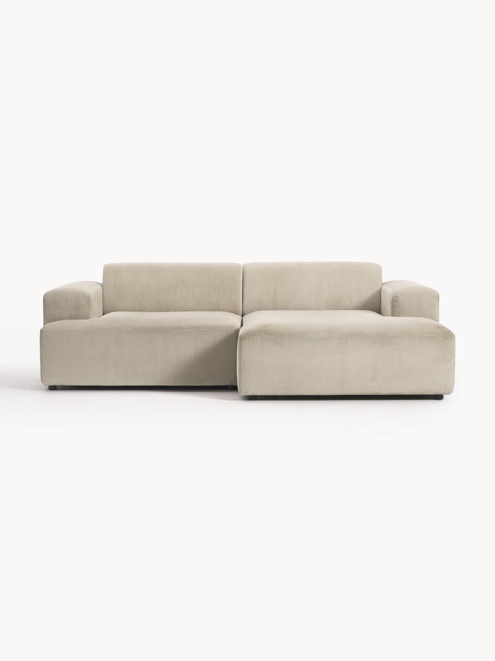 Melvora Corner Sofa in Corduroy, 3-Seater