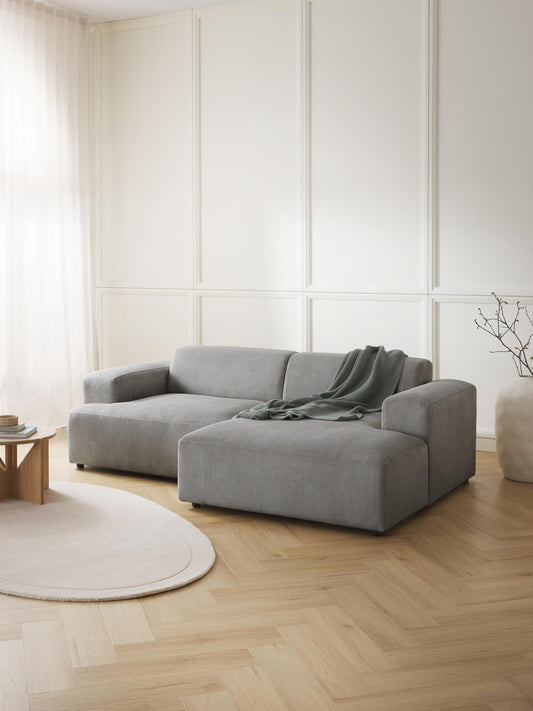 Melvora Corner Sofa in Corduroy, 3-Seater