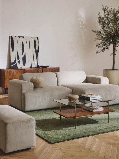 Melvora Corner Sofa in Corduroy, 3-Seater