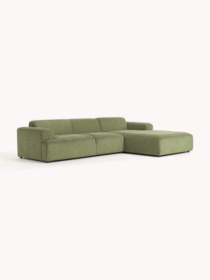 Melvora Corner Sofa in Corduroy, 4-Seater