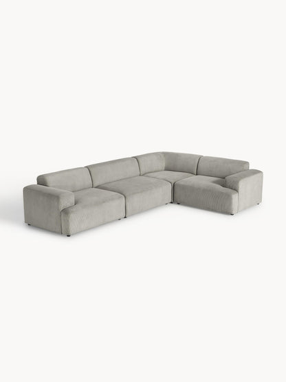 Melvora Large Corduroy Corner Sofa (4-Seater)