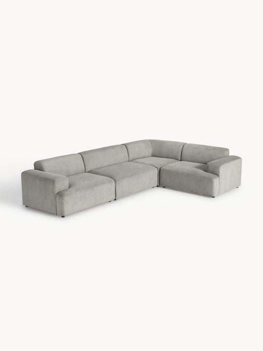 Melvora Large Corduroy Corner Sofa (4-Seater)