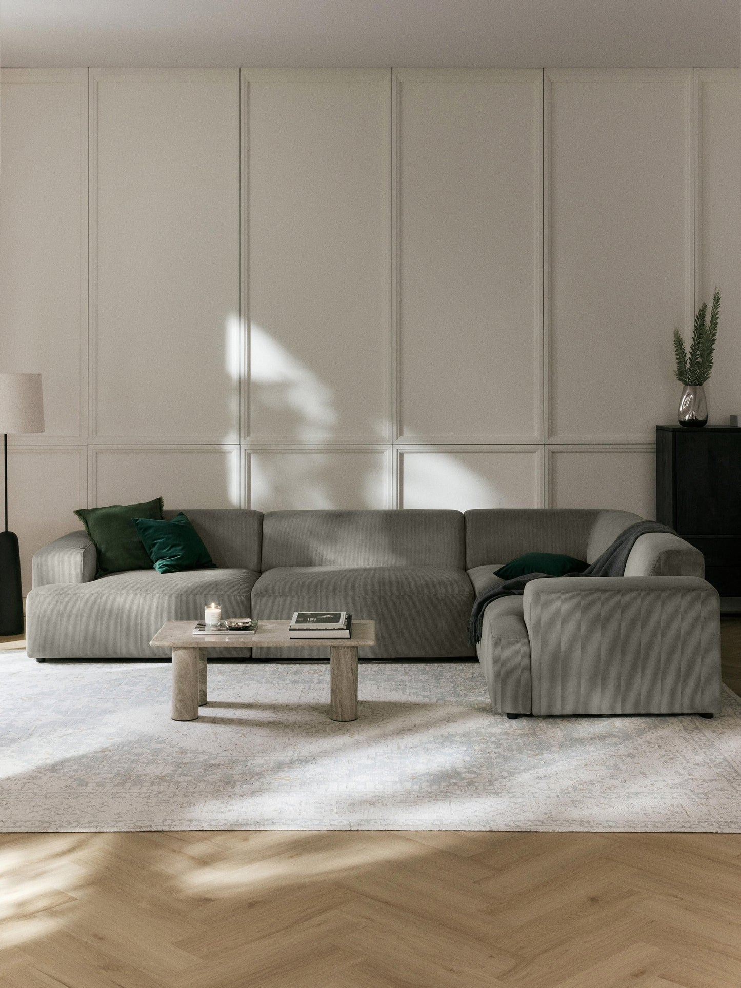 Melvora Large Corduroy Corner Sofa (4-Seater)