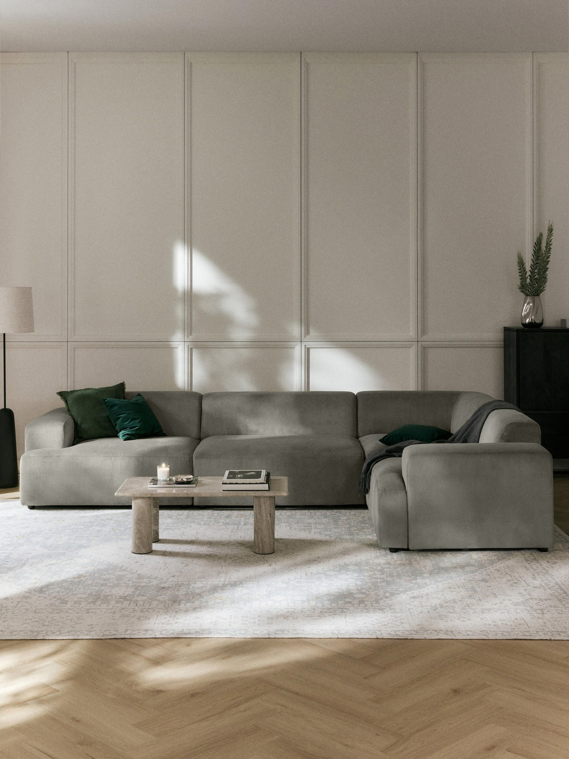 Melvora Large Corduroy Corner Sofa (4-Seater)