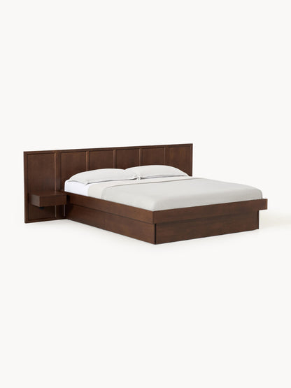 Nanvero Wooden Bed with Headboard and Bedside Tables