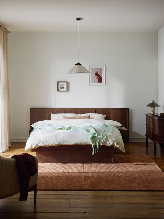 Nanvero Wooden Bed with Headboard and Bedside Tables