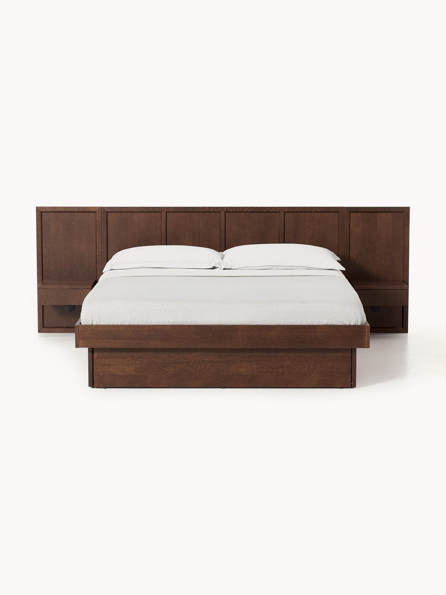 Nanvero Wooden Bed with Headboard and Bedside Tables