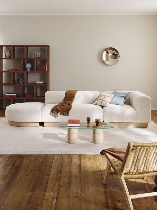 Natvira Modular Ottoman in Teddy Bouclé with Stool (Left/Right)