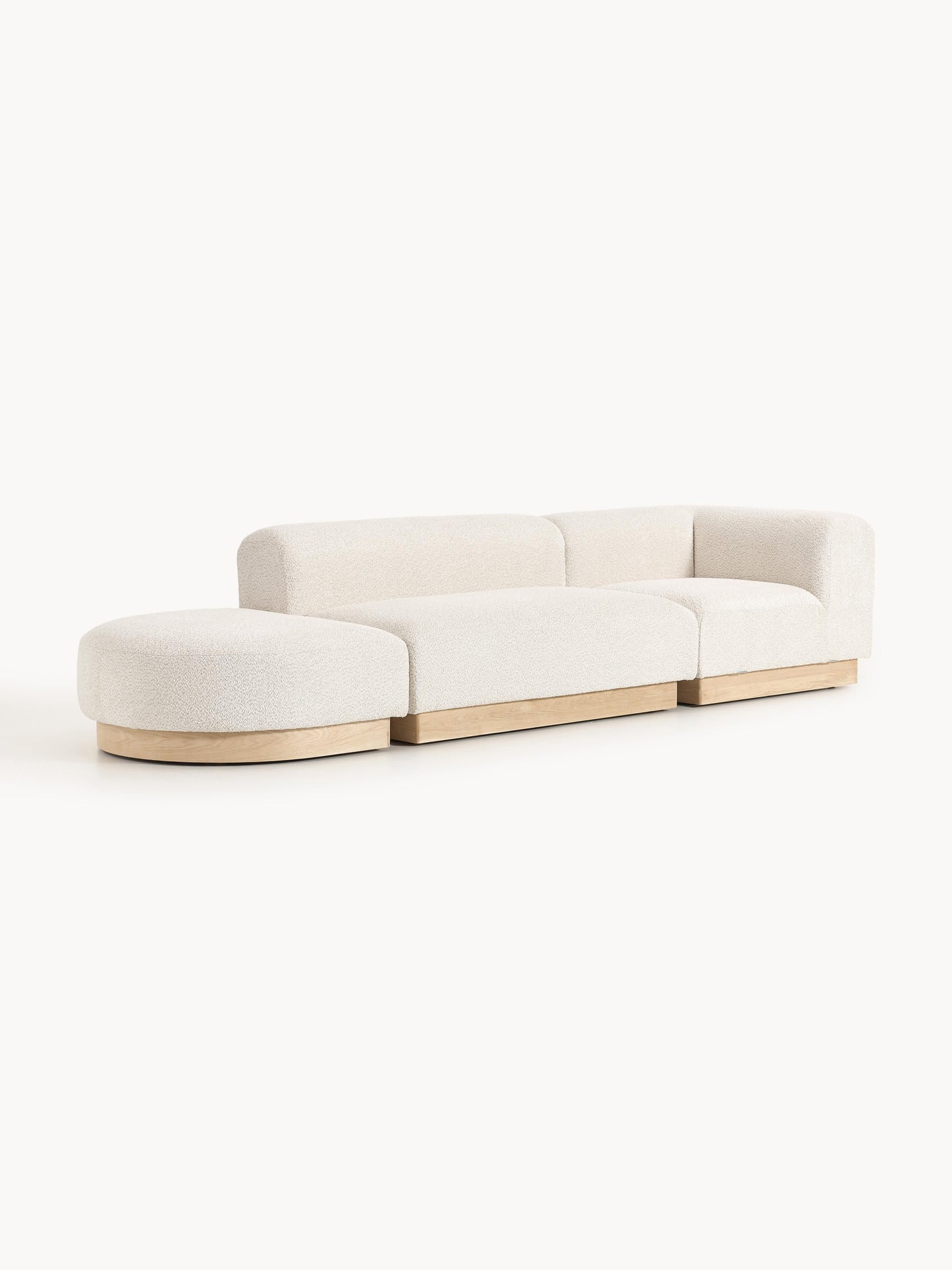 Natvira Modular Ottoman in Teddy Bouclé with Stool (Left/Right)