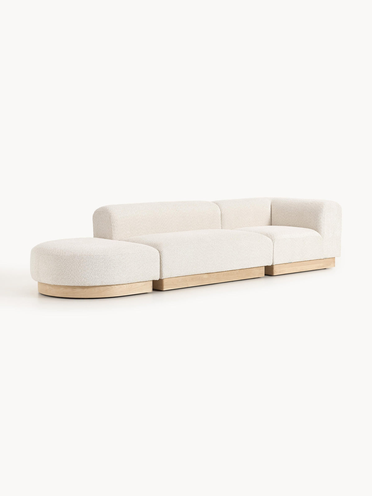 Natvira Modular Ottoman in Teddy Bouclé with Stool (Left/Right)