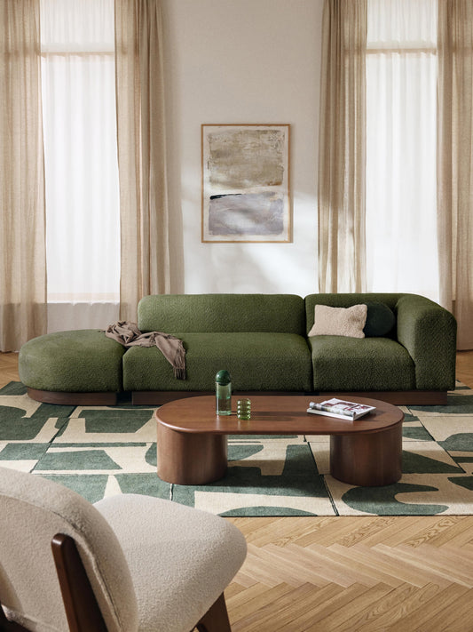 Natvira Modular Ottoman in Teddy Bouclé with Stool (Left/Right)