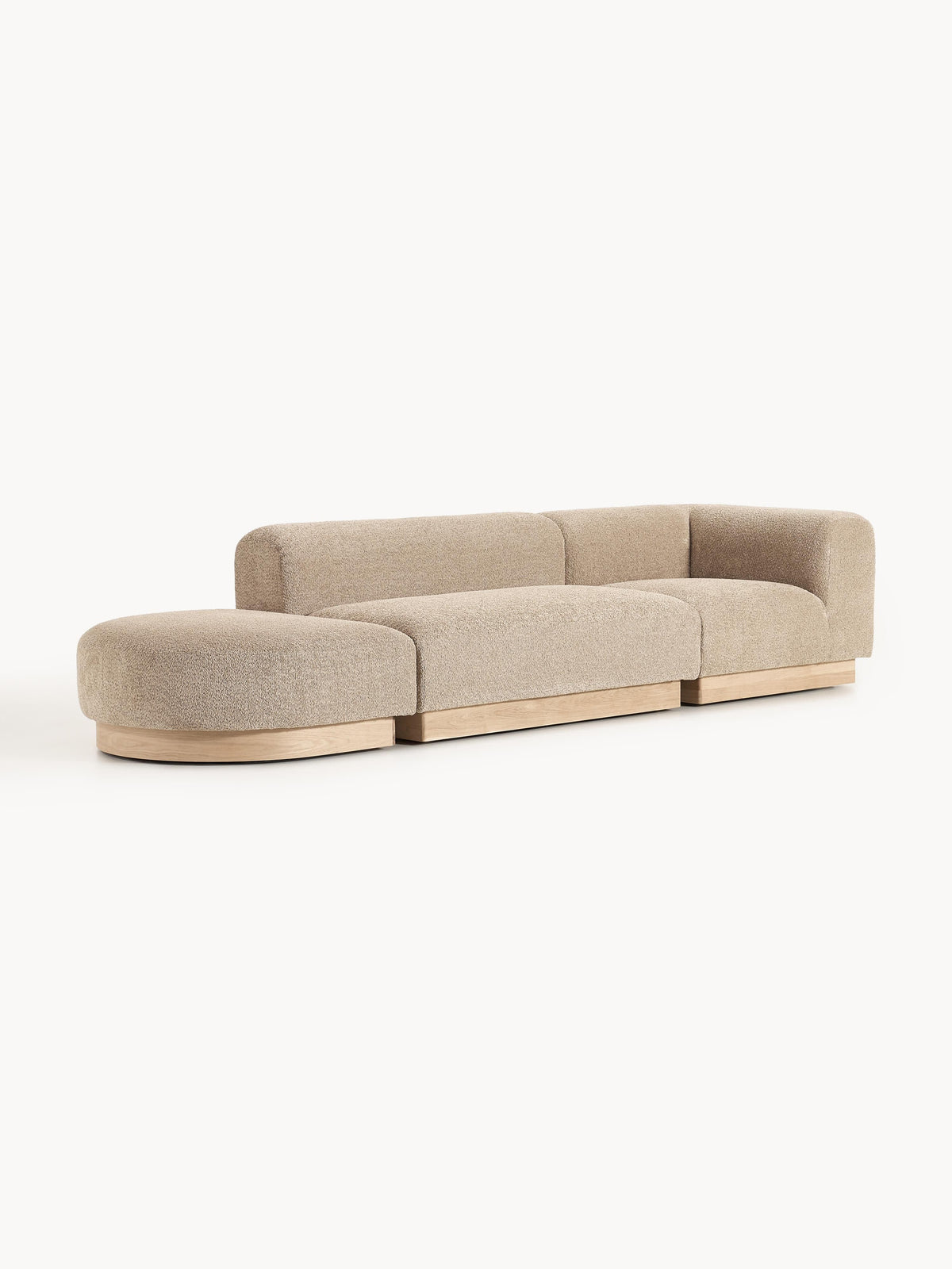 Natvira Modular Ottoman in Teddy Bouclé with Stool (Left/Right)