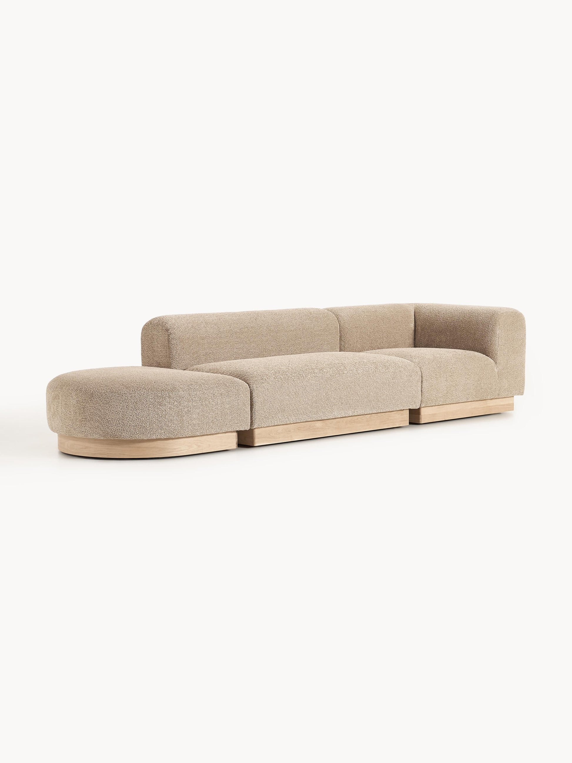 Natvira Modular Ottoman in Teddy Bouclé with Stool (Left/Right)