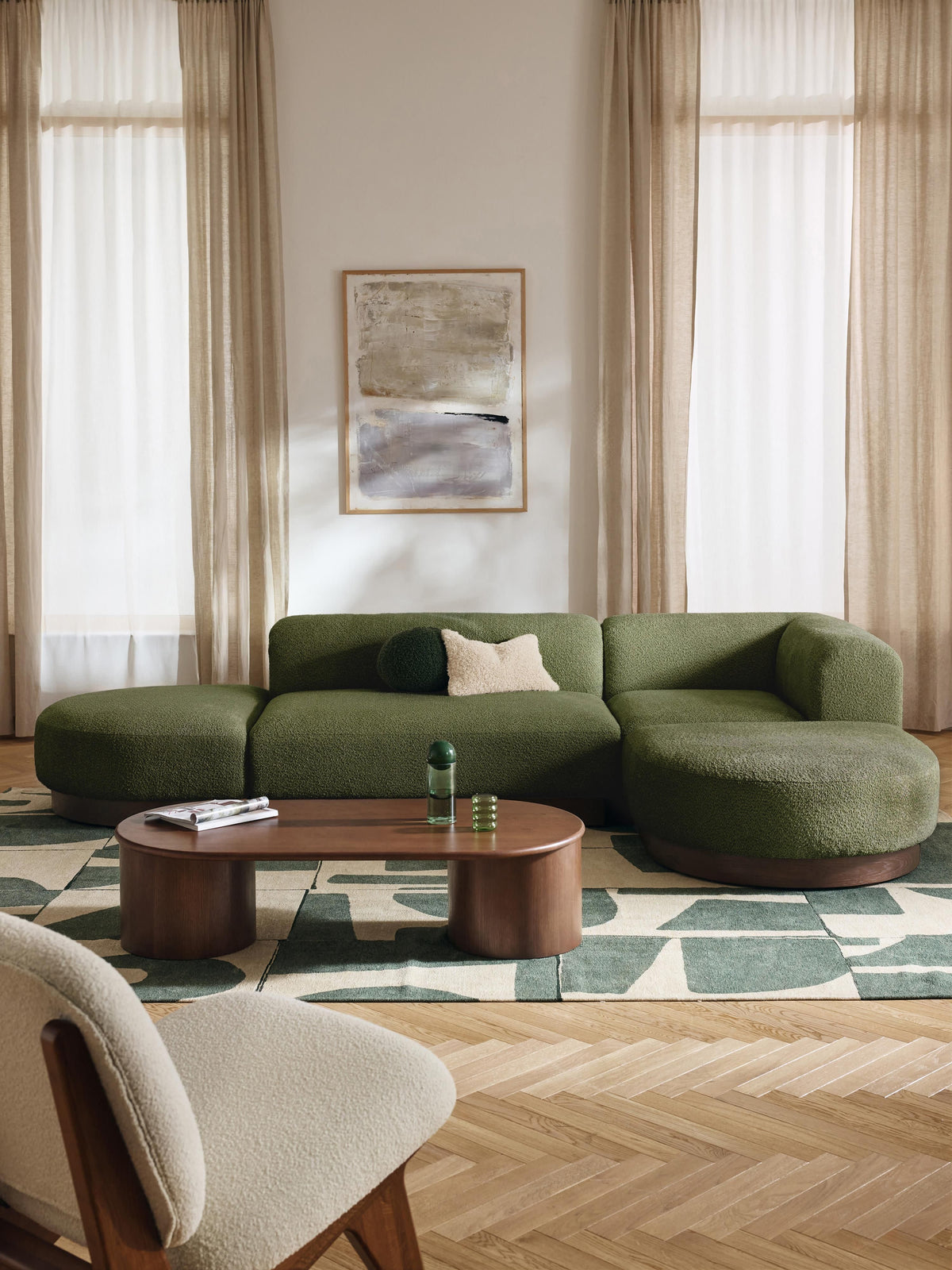 Natvira Modular Teddy Bouclé Corner Sofa