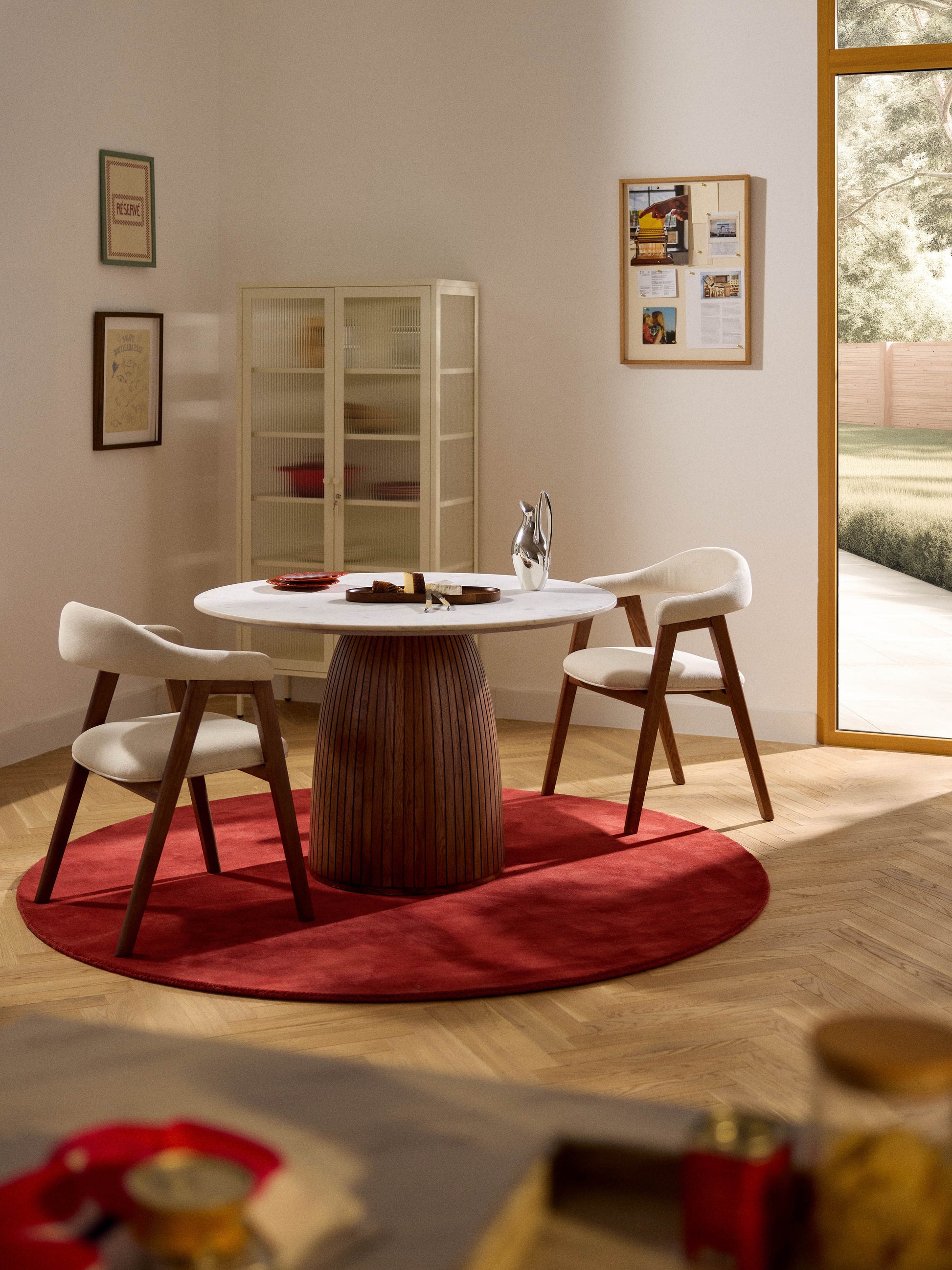 Nelvara Round Dining Table with Marble Tabletop, Ø 115 cm