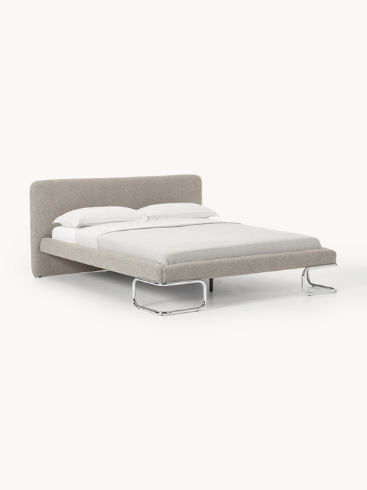 Olvina Upholstered Bed in Bouclé with Metal Legs