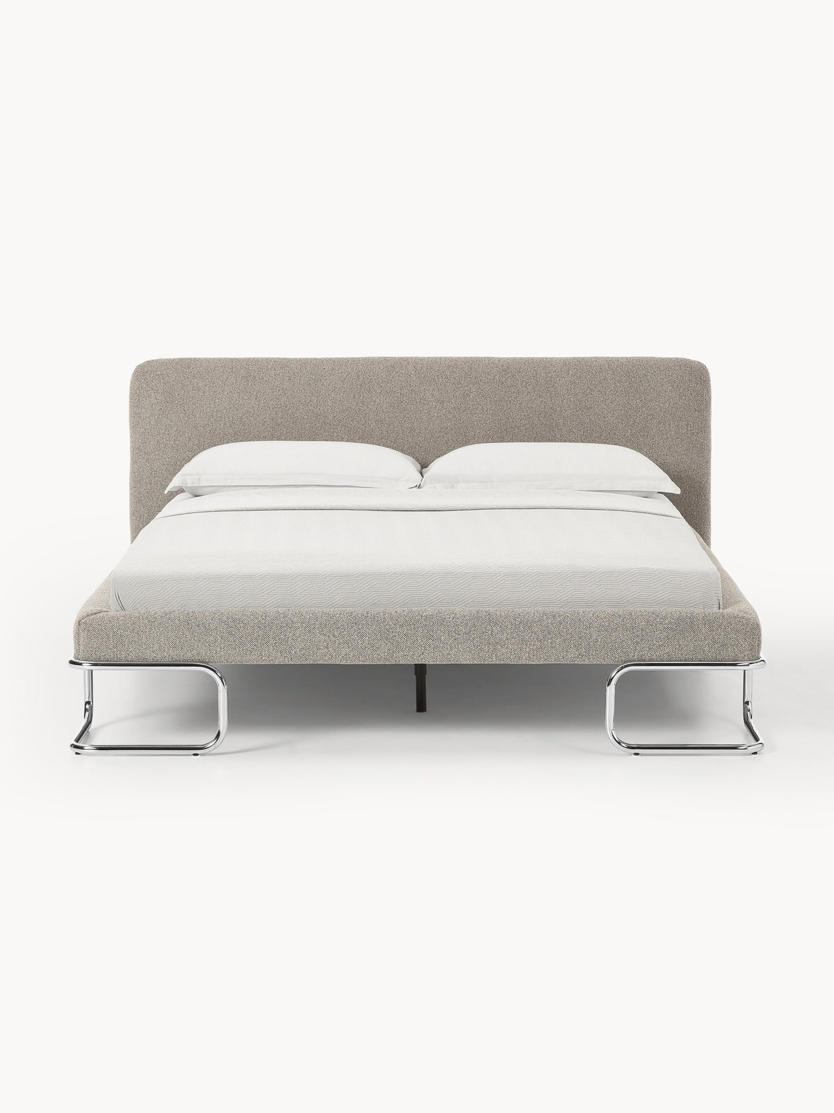 Olvina Upholstered Bed in Bouclé with Metal Legs