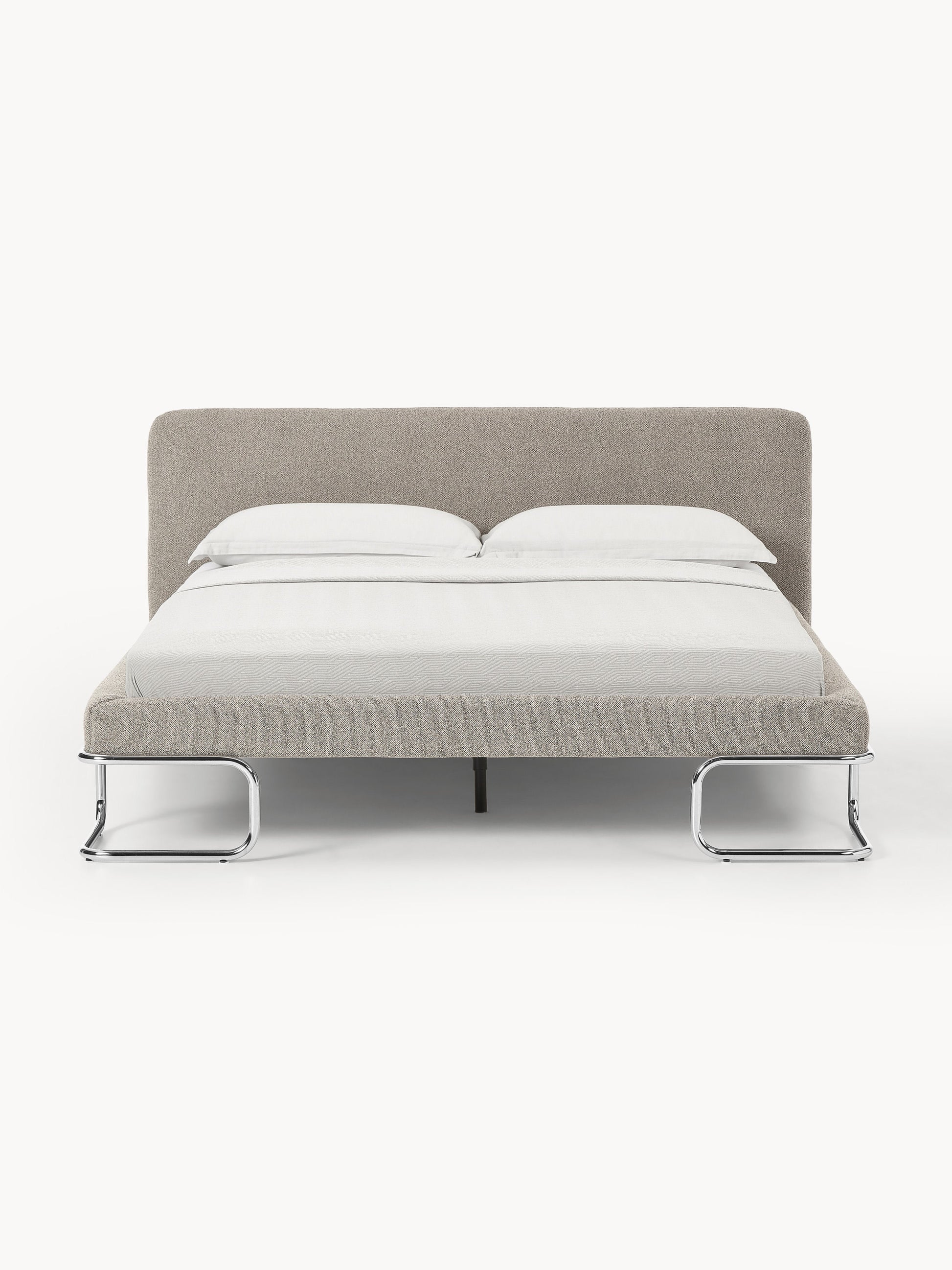 Olvina Upholstered Bed in Bouclé with Metal Legs