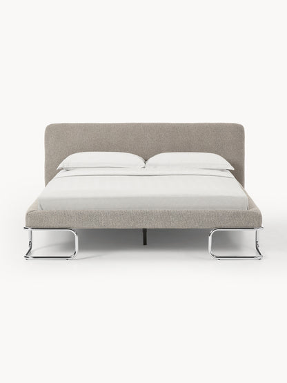 Olvina Upholstered Bed in Bouclé with Metal Legs