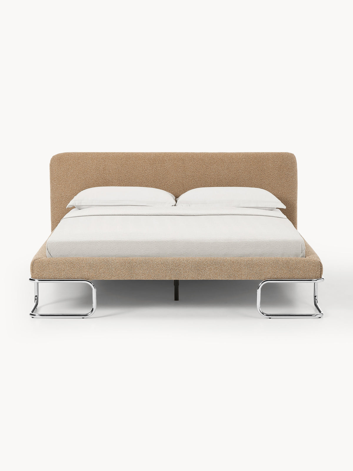 Olvina Upholstered Bed in Bouclé with Metal Legs