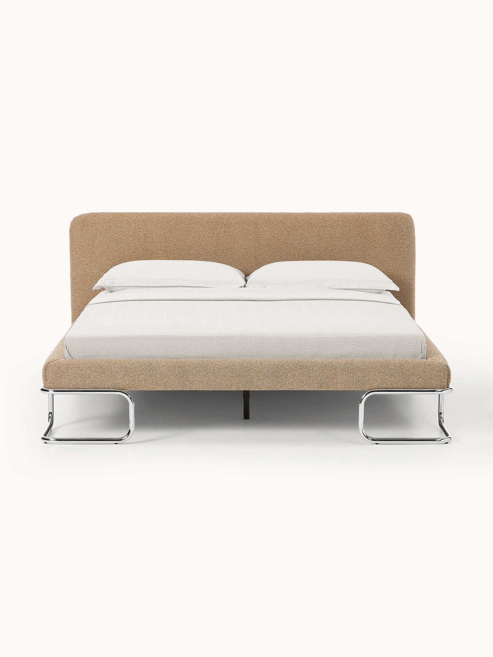 Olvina Upholstered Bed in Bouclé with Metal Legs