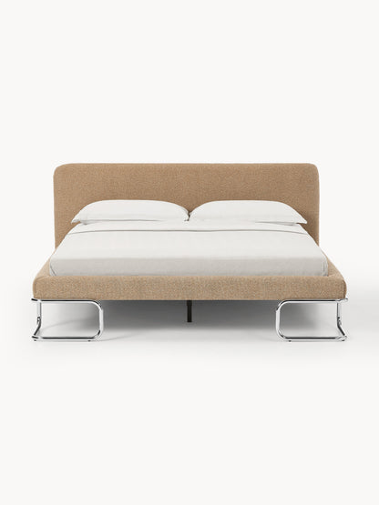 Olvina Upholstered Bed in Bouclé with Metal Legs