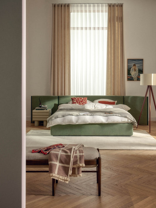 Otvano Upholstered Bed with Folding Headboard