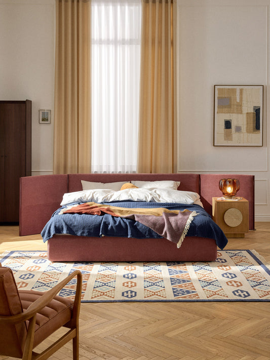 Otvano Upholstered Bed with Folding Headboard