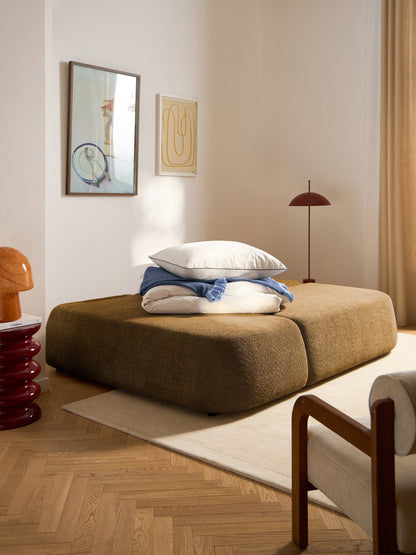 Paolen Sofa Bed with Storage in Teddy Bouclé
