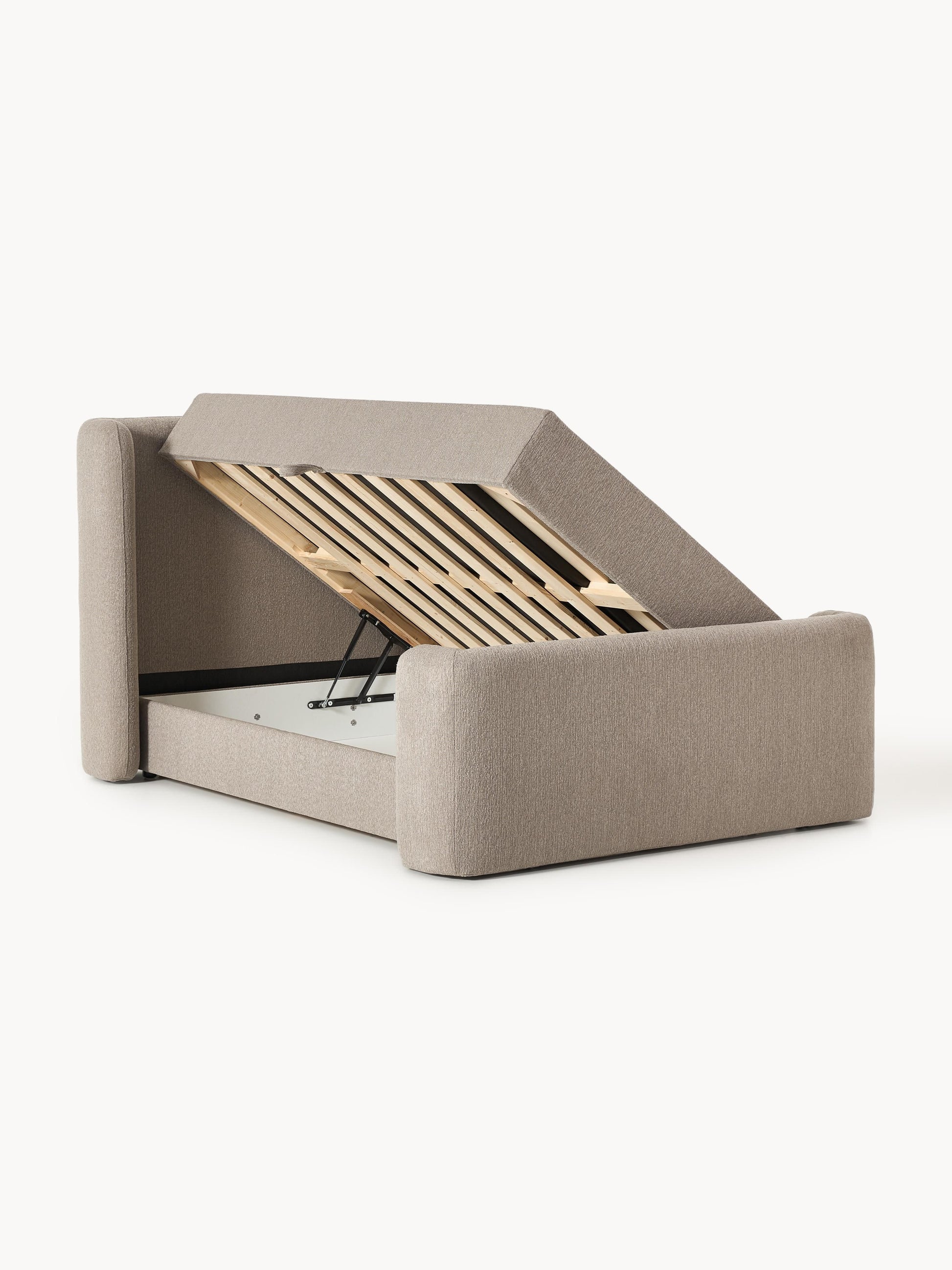Perlova Box Spring Bed in Bouclé with Storage