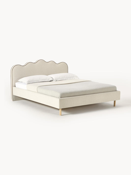 Romsen Upholstered Bed with Wavy Headboard