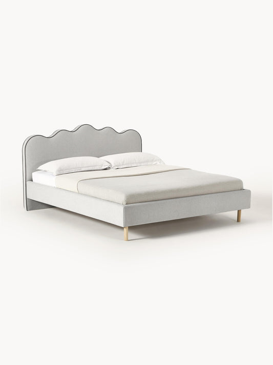 Romsen Upholstered Bed with Wavy Headboard