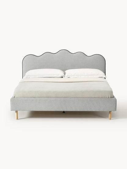 Romsen Upholstered Bed with Wavy Headboard
