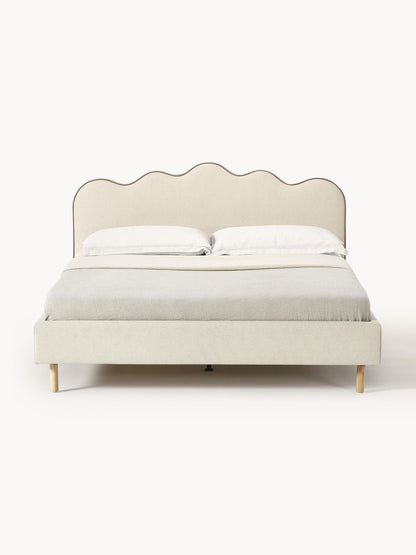 Romsen Upholstered Bed with Wavy Headboard