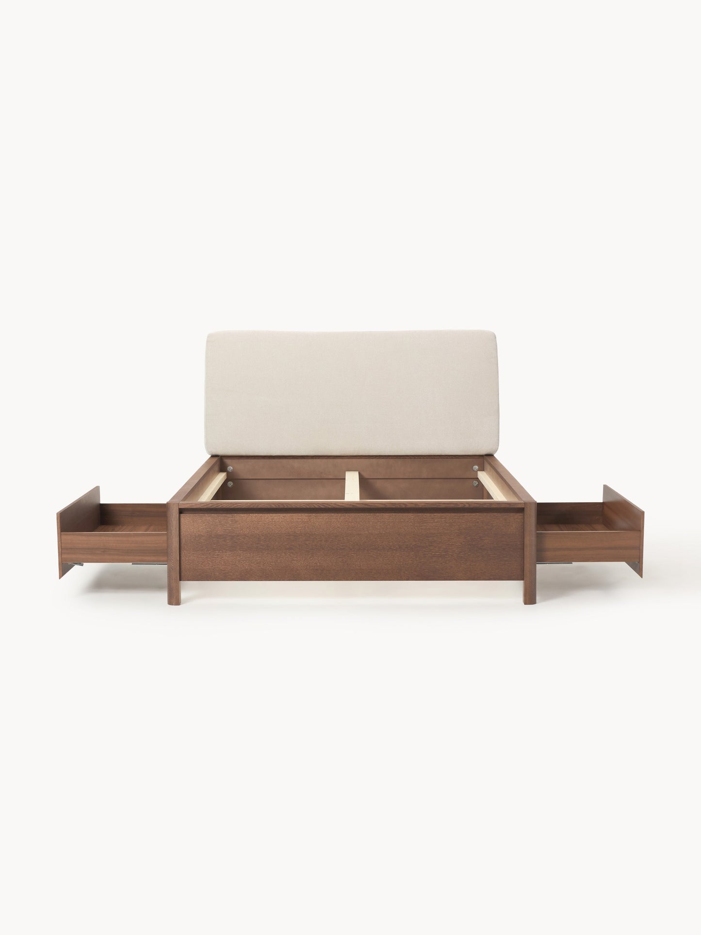 Santvano Wooden Bed with Upholstered Headboard and Drawers
