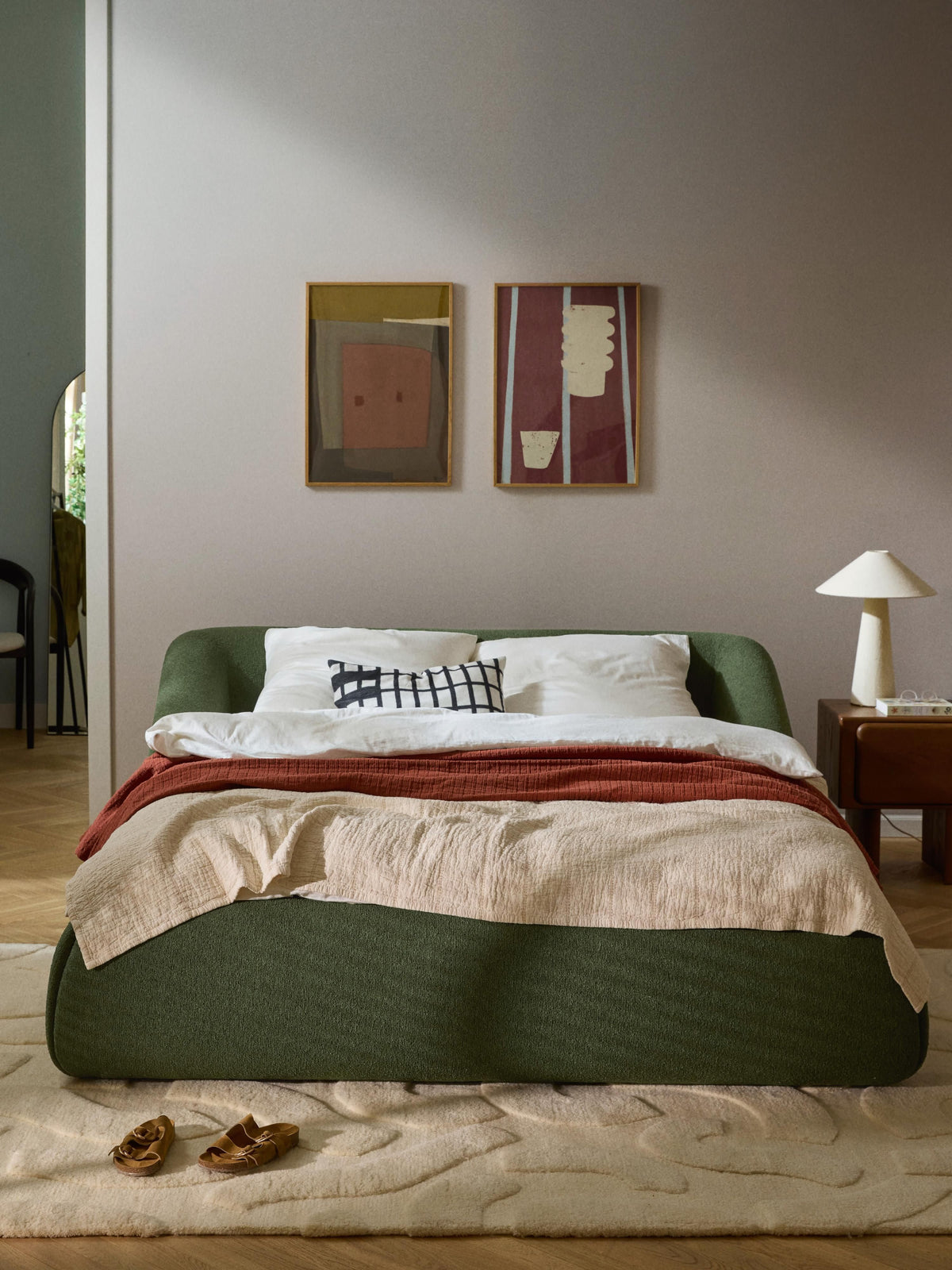 Sofrena Upholstered Bed in Bouclé