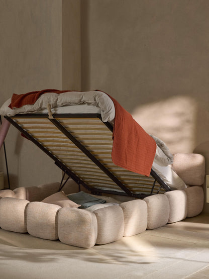 Taylis Upholstered Bed in Bouclé with Storage