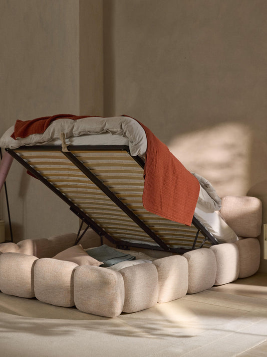 Taylis Upholstered Bed in Bouclé with Storage
