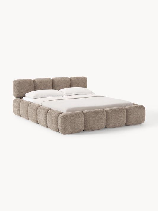 Taylis Upholstered Bed in Teddy Bouclé with Storage