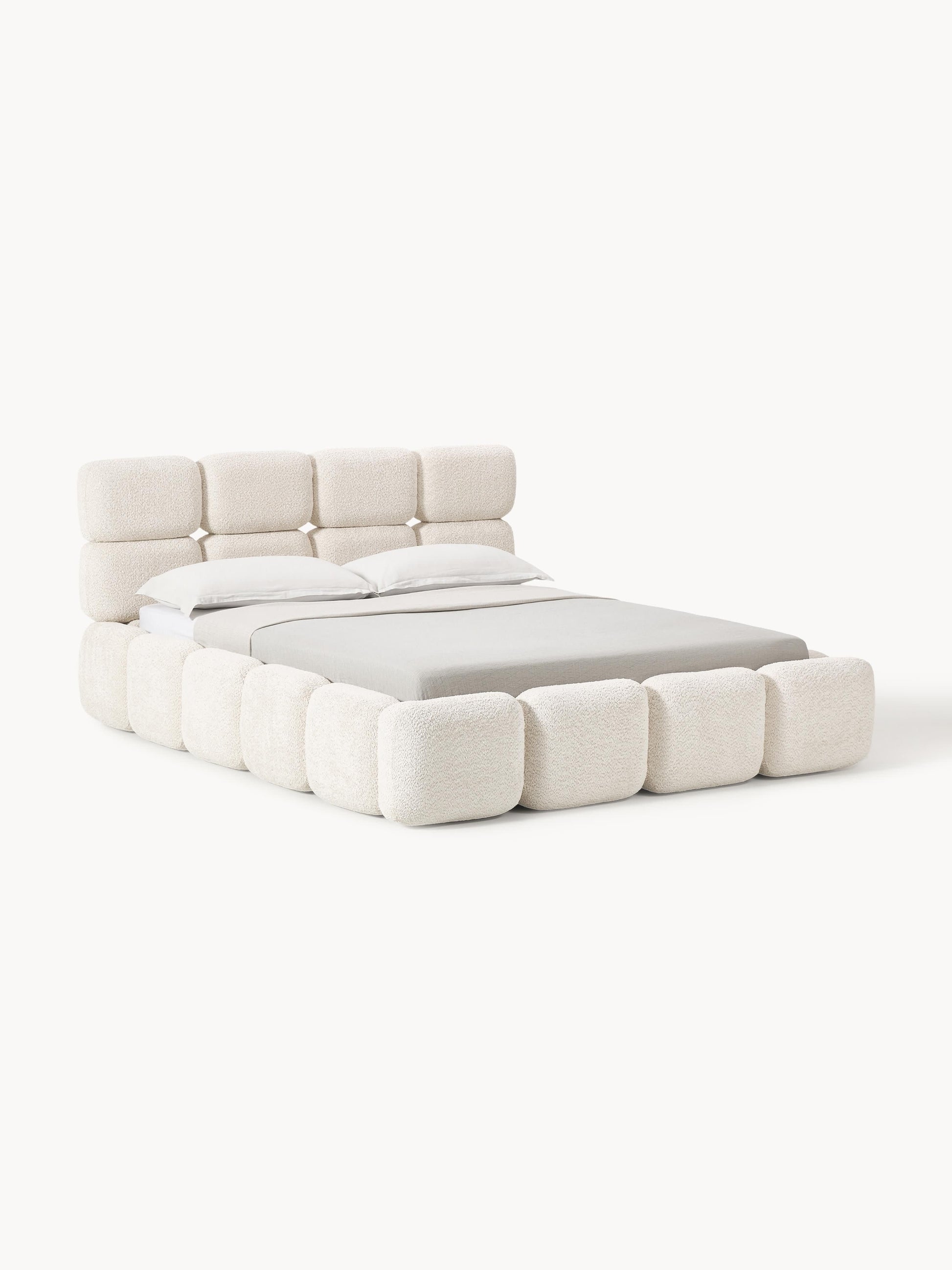 Taylis Upholstered Bed in Teddy Bouclé with Storage