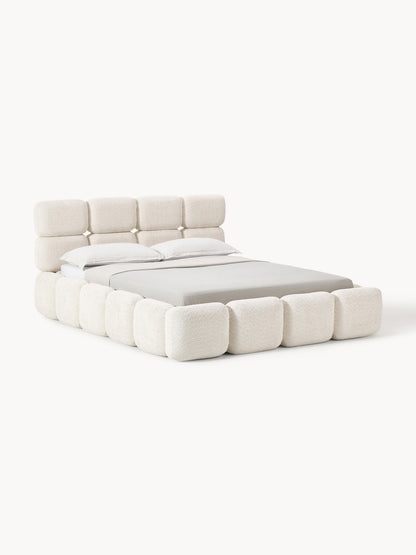 Taylis Upholstered Bed in Teddy Bouclé with Storage