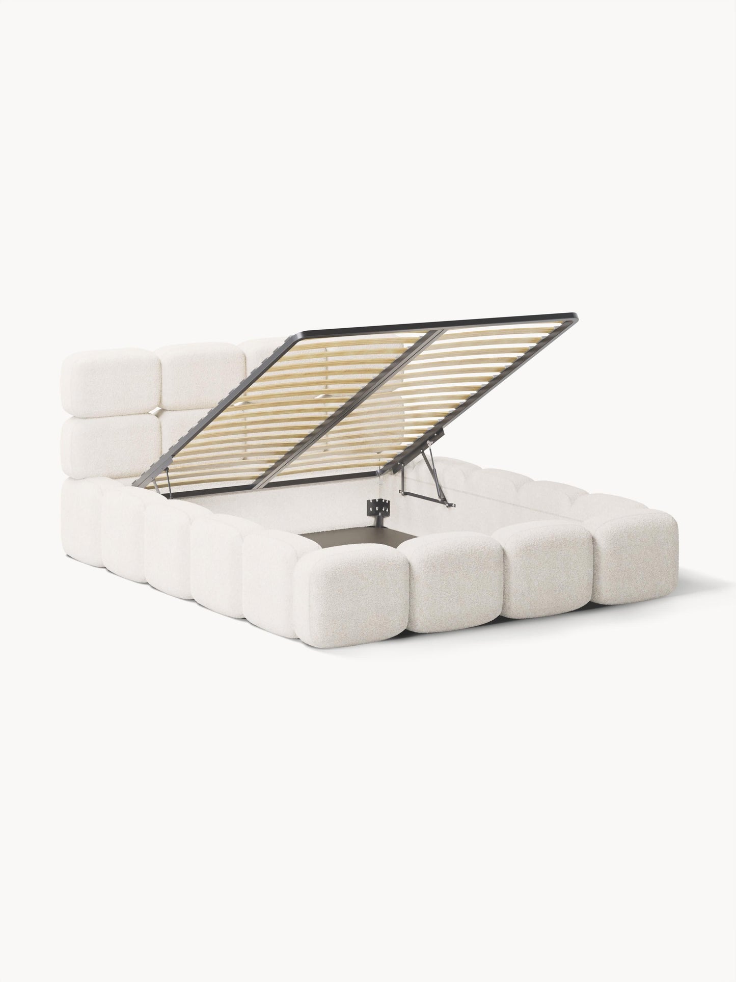 Taylis Upholstered Bed in Teddy Bouclé with Storage