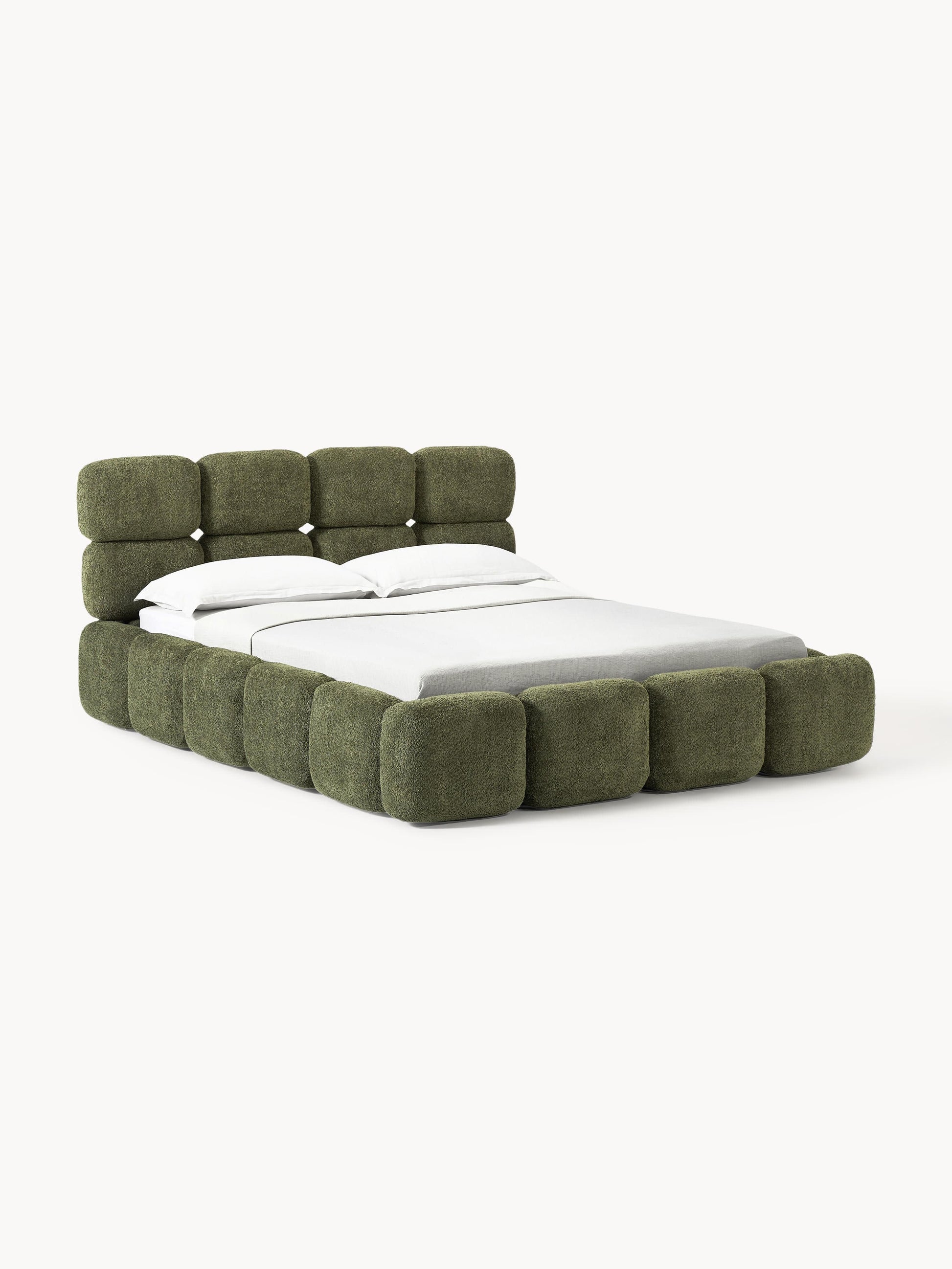 Taylis Upholstered Bed in Teddy Bouclé with Storage