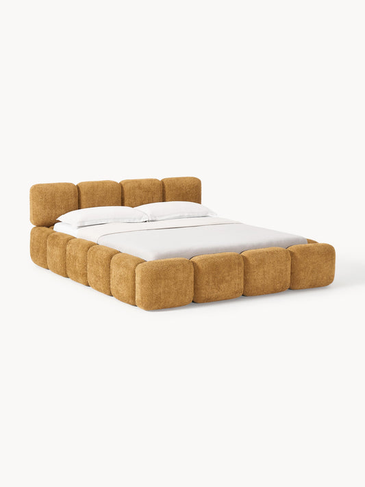 Taylis Upholstered Bed in Teddy Bouclé with Storage